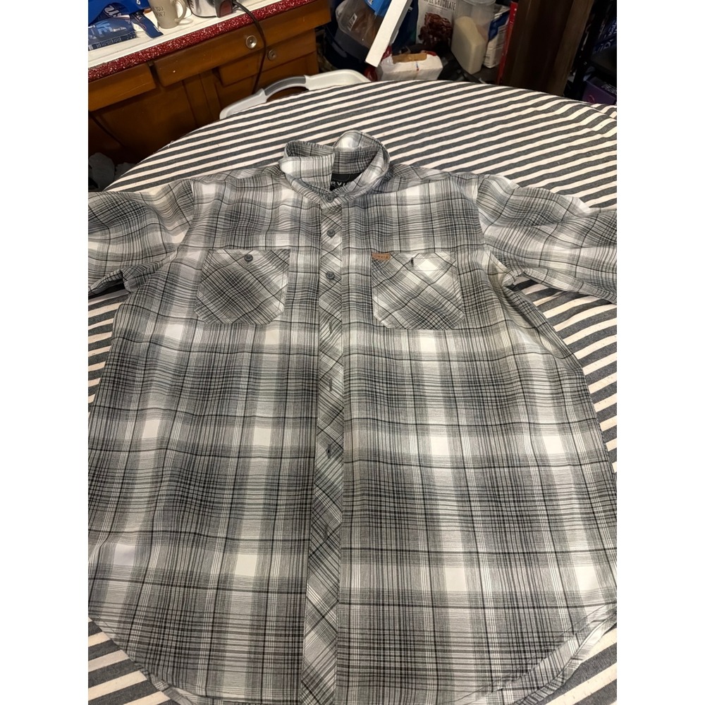 Orvis Mens XL Grey Plaid Short‎ Sleeve Button Down Shirt Classic Collection Grey